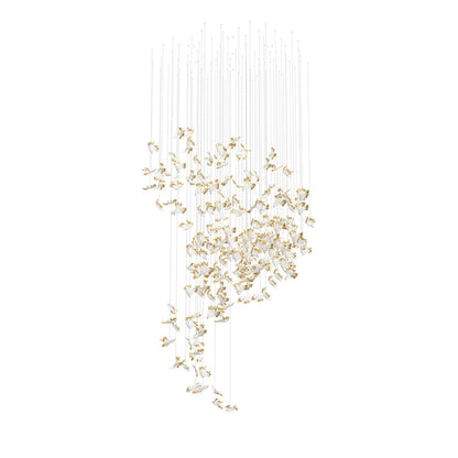 Frosted Petals Frozen Chandelier ? 39.4″ x H 122″ / Amber & Clear / Warm Light Chandelier