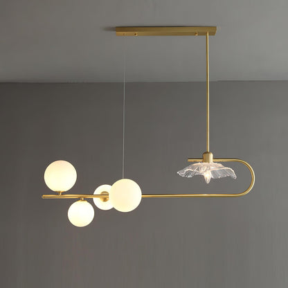 Fulesi Chandelier 5 Heads L 39.4″ x H 9.8″ / L 100cm x H 25cm / Gold & White Chandelier