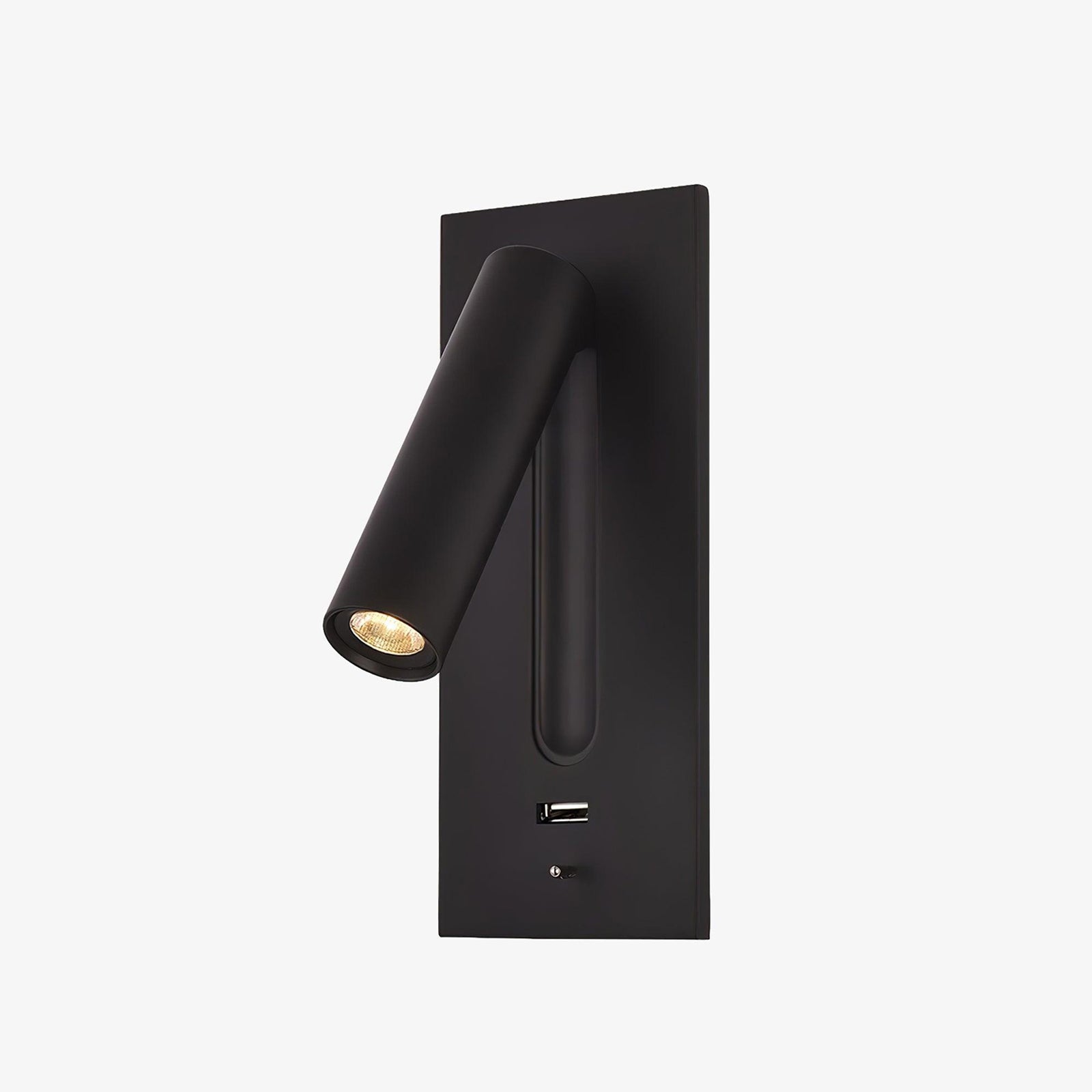 Black Bedside USB Wall Light ? 3″ x H 7.2″ / Dia 7.8cm x H 18.3cm / Black 1001 Wall lamp