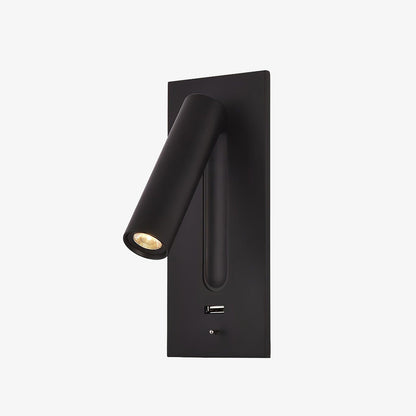 Black Bedside USB Wall Light ? 3″ x H 7.2″ / Dia 7.8cm x H 18.3cm / Black 1001 Wall lamp