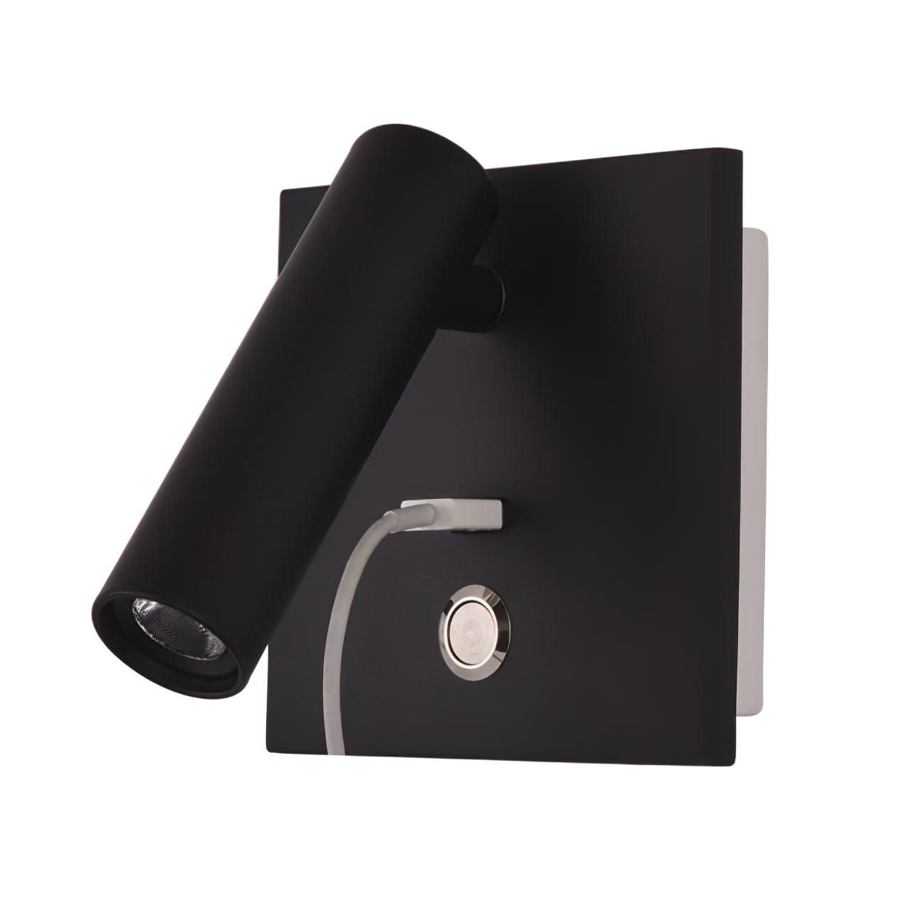 Black Bedside USB Wall Light ? 4.3″ x H 4.3″ / Dia 11cm x H 11cm / Black 1001 Wall lamp