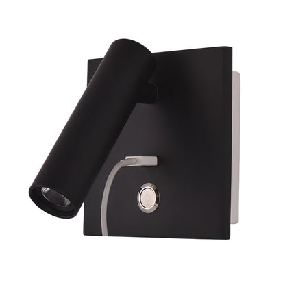 Black Bedside USB Wall Light ? 4.3″ x H 4.3″ / Dia 11cm x H 11cm / Black 1001 Wall lamp
