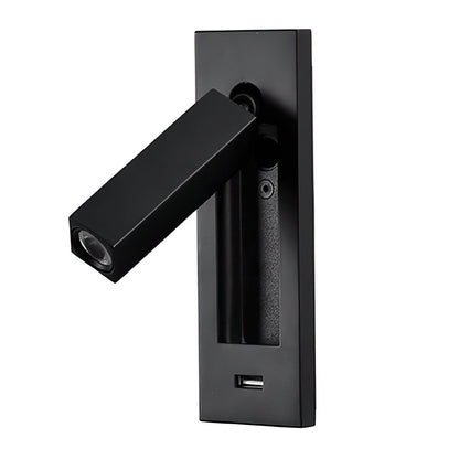 Black Bedside USB Wall Light ? 2″ x H 7.1″ / Dia 5cm x H 18cm / Black 1001 Wall lamp