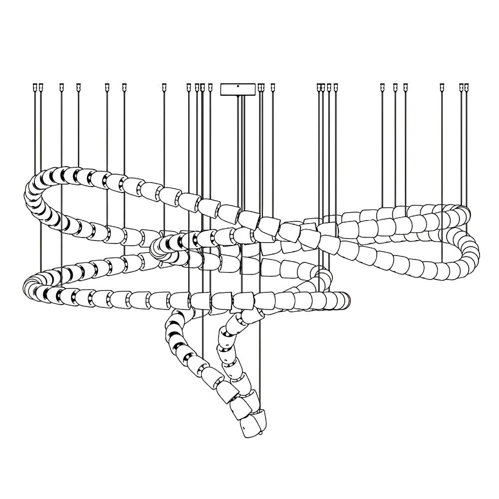 Gabriel Chandelier Style B 186heads ? 78.7″ x H 47.2″ / Dia 200cm x H 120cm / Clear & Chrome / Warm Light Chandelier