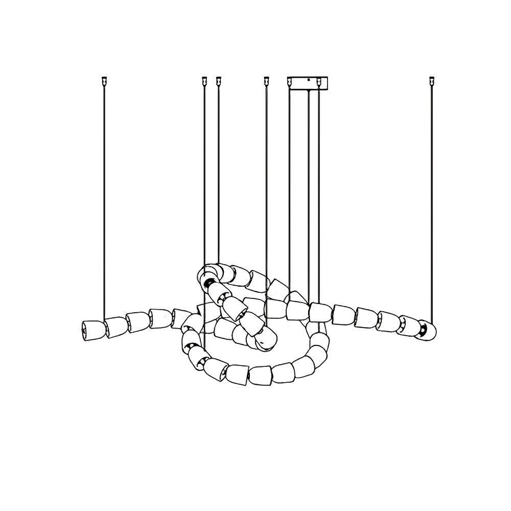 Gabriel Chandelier Style E 45heads L 55″ x H 19.7″ / L 140cm x H 50cm / Clear & Chrome / Warm Light Chandelier