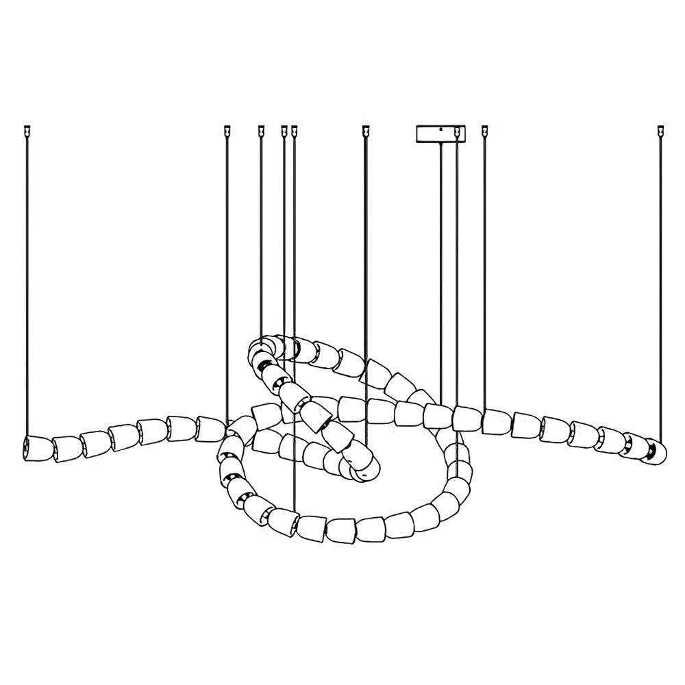Gabriel Chandelier Style E 63heads L 78.7″ x H 25″ / L 200cm x H 63.5cm / Clear & Chrome / Warm Light Chandelier