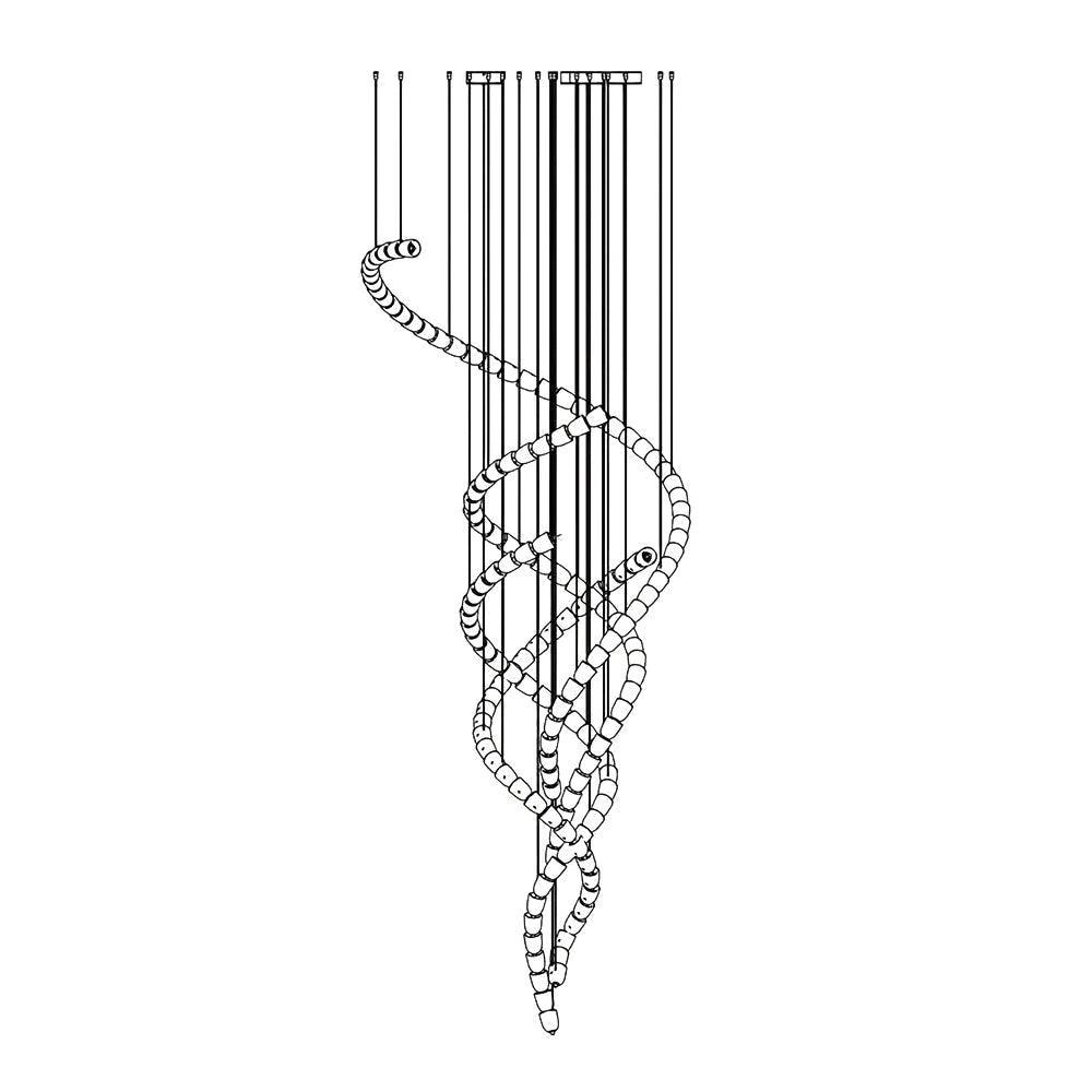 Gabriel Chandelier B 152 heads ? 59″ X H 137.8″ / Dia 150cm X H 350cm / Clear & Chrome / Warm Light Chandelier