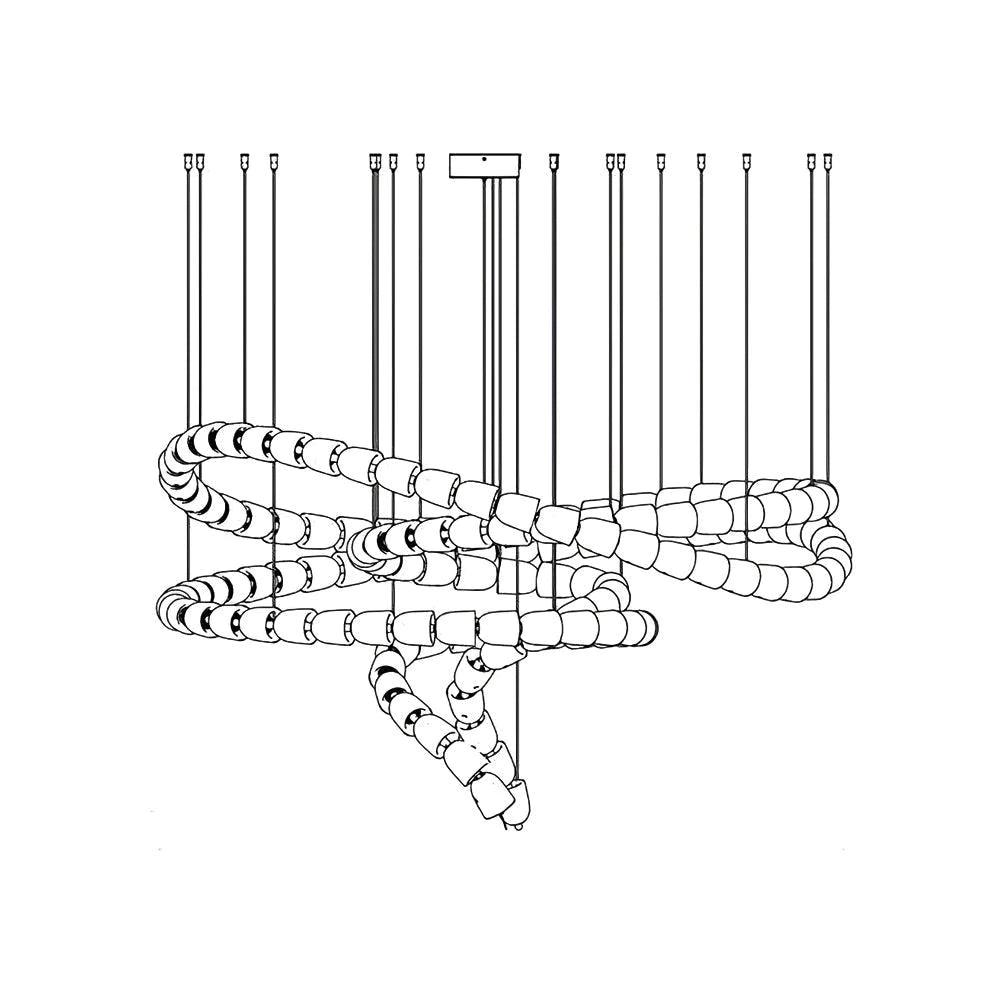 Gabriel Chandelier B 139 heads ? 59″ X H 33.5″ / Dia 150cm X H 85cm / Clear & Chrome / Warm Light Chandelier