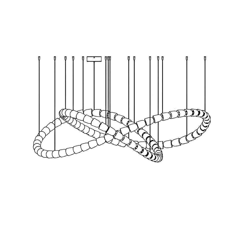 Gabriel Chandelier C 100 heads Dia 71″ x H 22″ / Dia 180cm x H 56cm / Clear & Chrome / Warm Light Chandelier