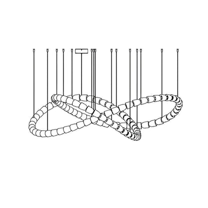 Gabriel Chandelier C 100 heads Dia 71″ x H 22″ / Dia 180cm x H 56cm / Clear & Chrome / Warm Light Chandelier