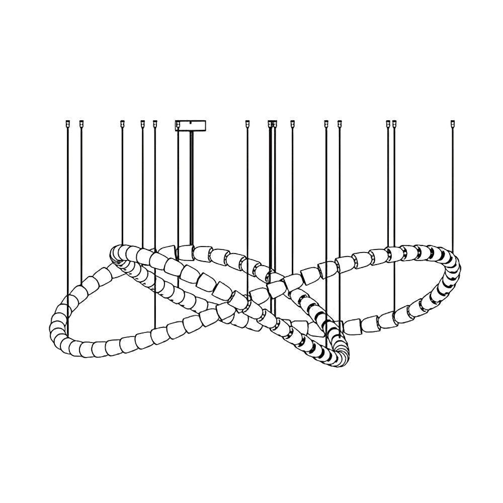 Gabriel Chandelier C 111 heads ? 78.7″ x H 23.6″ / Dia 200cm x H 60cm / Clear & Chrome / Warm Light Chandelier