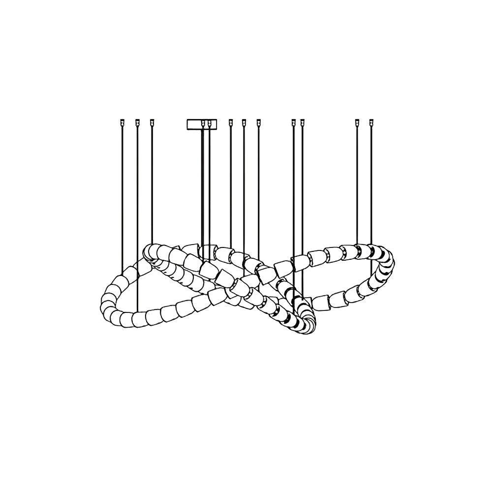 Gabriel Chandelier C 80 heads Dia 59″ x H 17.7″ / Dia 150cm x H 45cm / Clear & Chrome / Warm Light Chandelier