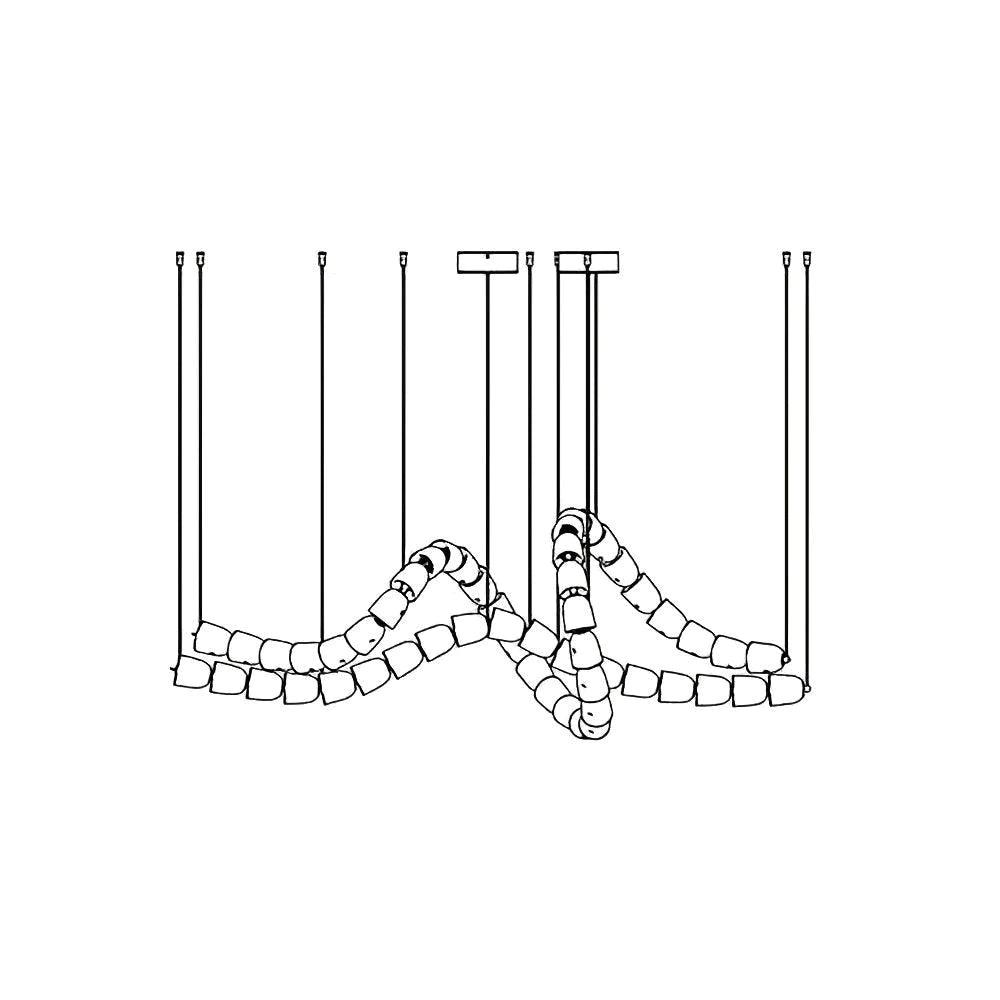 Gabriel Chandelier D 53 heads L 63″ x H 23″ / L 160cm x H 58.5cm / Clear & Chrome / Warm Light Chandelier