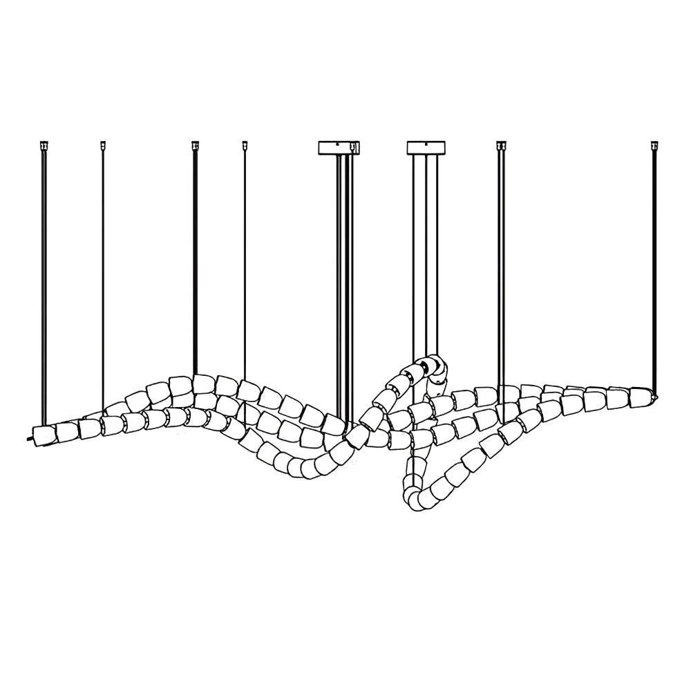 Gabriel Chandelier D 101 heads L 98.4″ x H 24.8″ / L 250cm x H 63cm / Clear & Chrome / Warm Light Chandelier