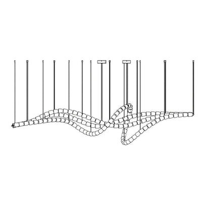 Gabriel Chandelier D 138 heads L 137.8″ x H 30.7″ / L 350cm x H 78cm / Clear & Chrome / Warm Light Chandelier