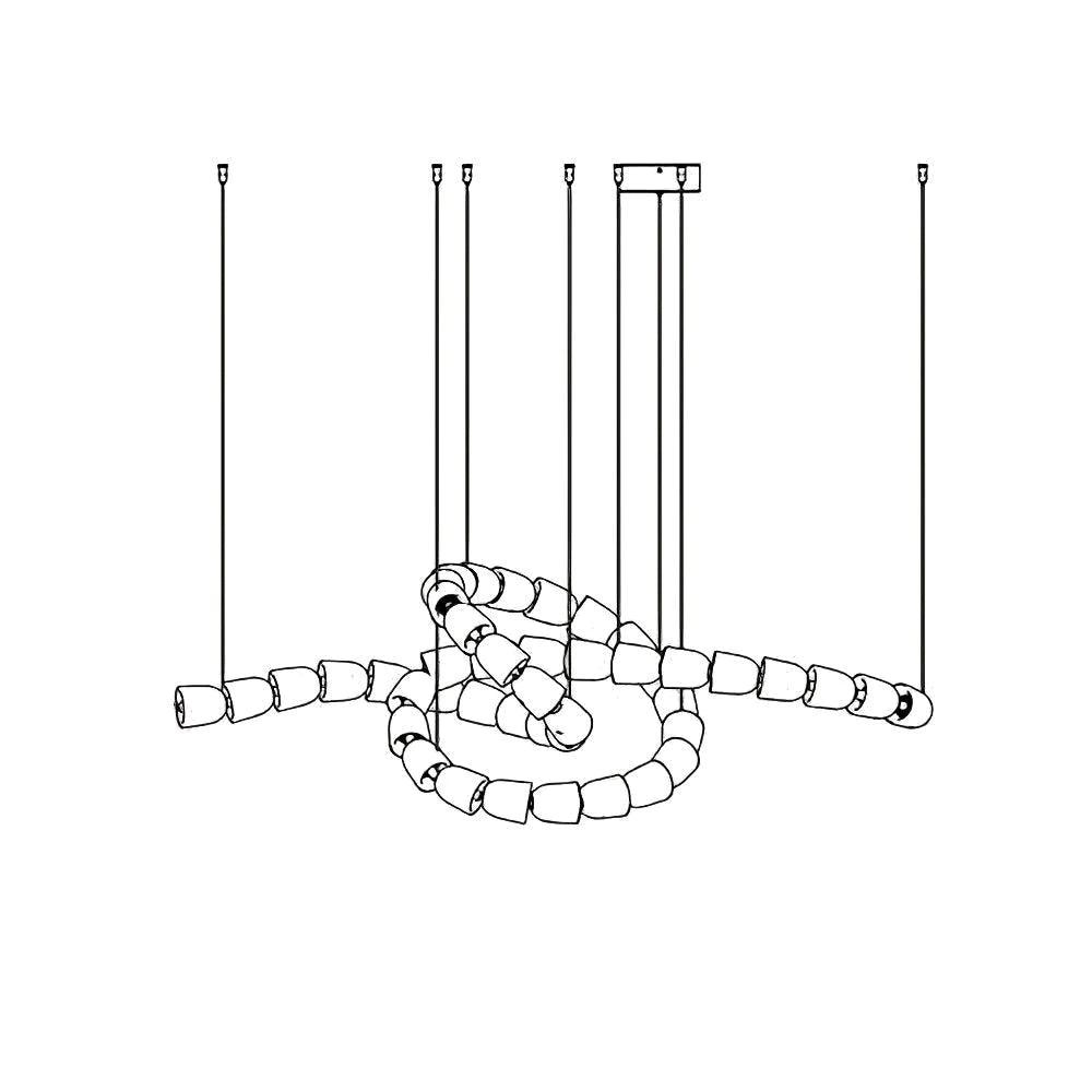 Gabriel Chandelier E 45 heads L 55″ x H 19.7″ / L 140cm x H 50cm / Clear & Chrome / Warm Light Chandelier