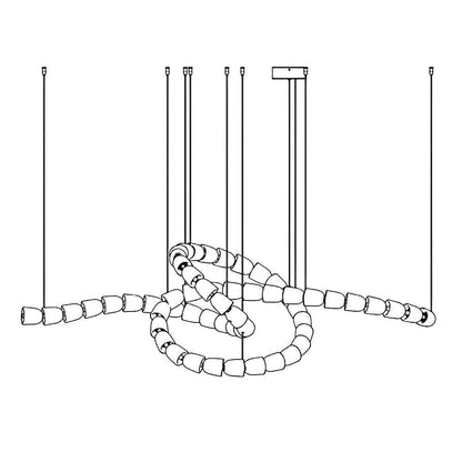 Gabriel Chandelier E 57 heads L 71″ x H 23″ / L 180cm x H 58.5cm / Clear & Chrome / Warm Light Chandelier