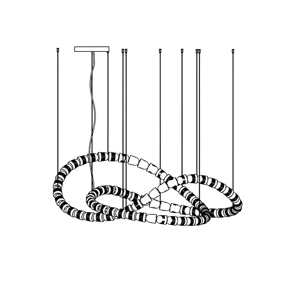 Gabriel Chandelier J 81 heads ? 65.2″ x H 24.8″ / Dia 165.5cm x H 63cm / Clear & Chrome / Warm Light Chandelier