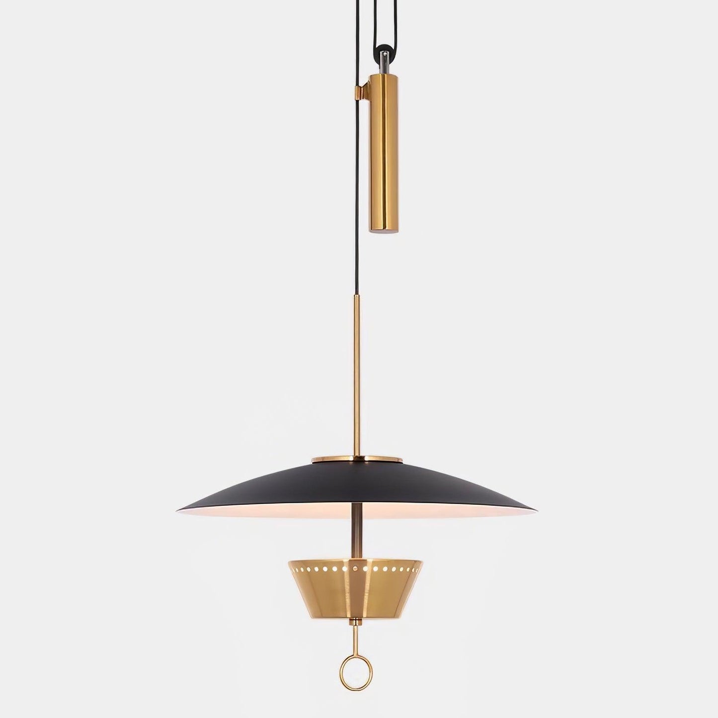 Gaetano Pendant Lamp Dia 15.7″ x H 59″ / Dia 40cm x H 150cm / Black & Gold / Warm Light Pendant light