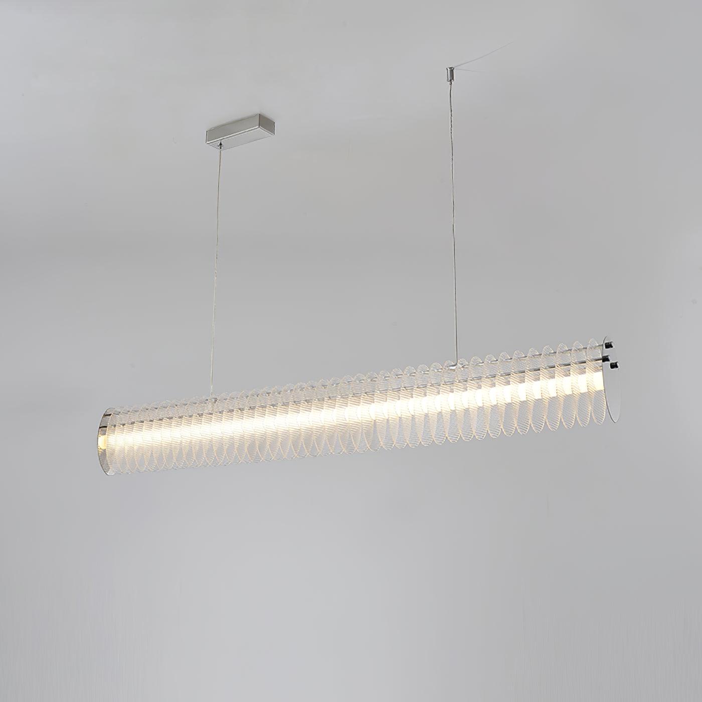 Gand Chandelier L 39.4″ x W 3.1″ x H 5.9″ / L 100cm x W 8cm x H 15cm / Chrome & Transparent / Warm Light Chandelier