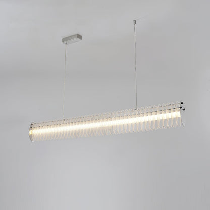 Gand Chandelier L 39.4″ x W 3.1″ x H 5.9″ / L 100cm x W 8cm x H 15cm / Chrome & Transparent / Warm Light Chandelier