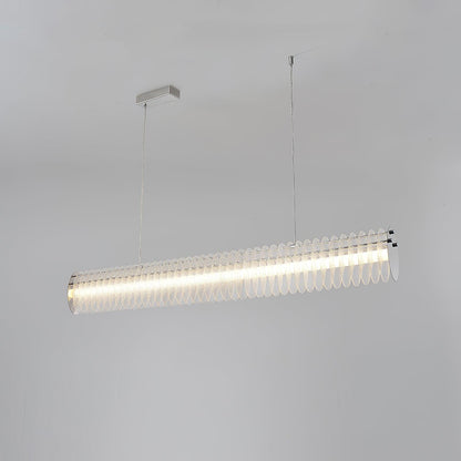 Gand Chandelier L 47.2″ x W 3.1″ x H 5.9″ / L 120cm x W 8cm x H 15cm / Chrome & Transparent / Warm Light Chandelier