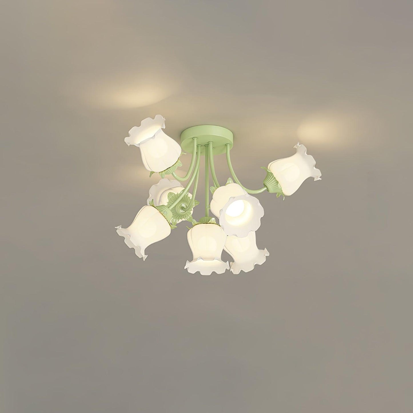 Garden Flower Ceiling Lamp Model A 7 heads ? 27.2″ x H 15.7″ / Dia 69cm x H 40cm / Green & White Ceiling lamp