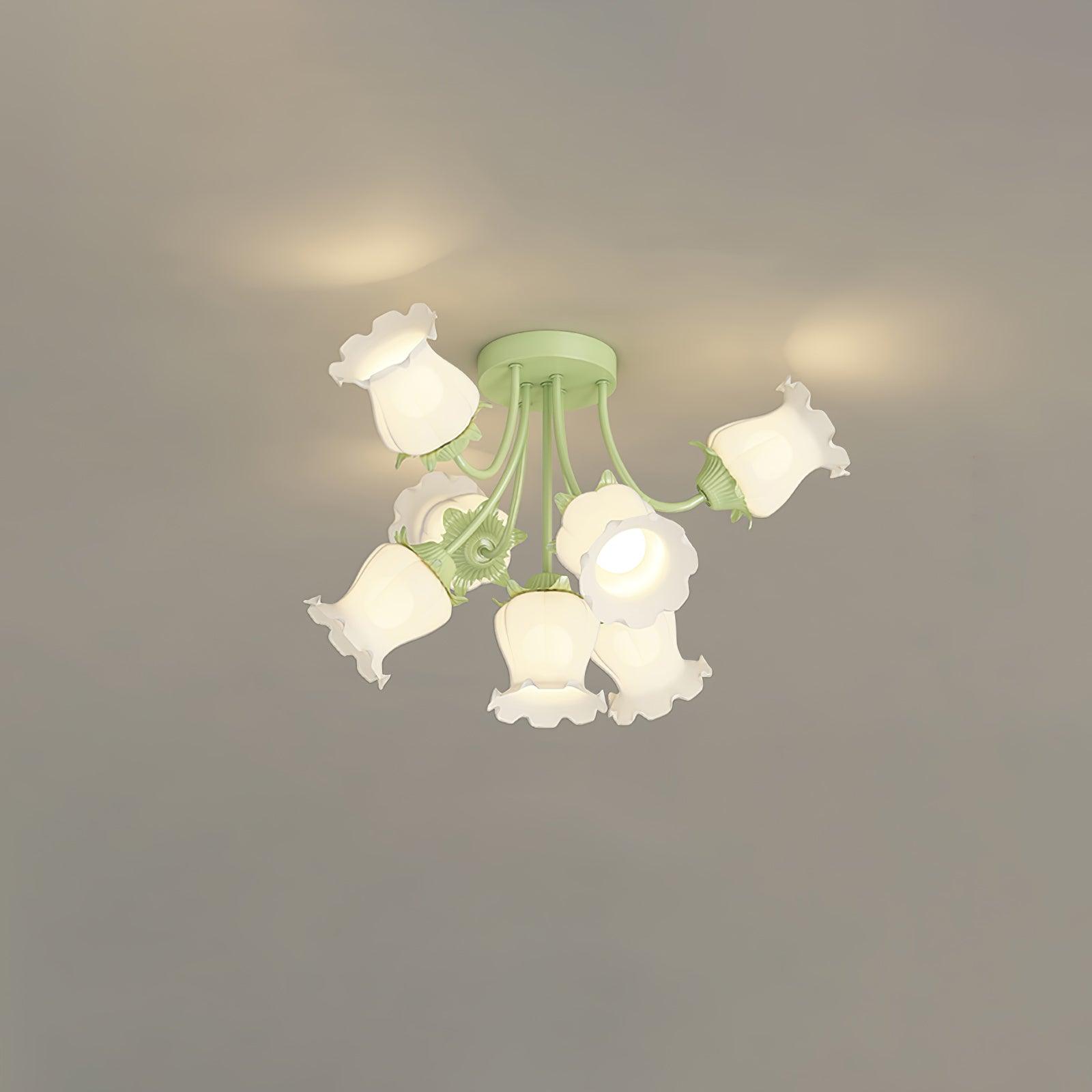 Garden Flower Ceiling Lamp Model A 7 heads ? 27.2″ x H 15.7″ / Dia 69cm x H 40cm / Green & White Ceiling lamp