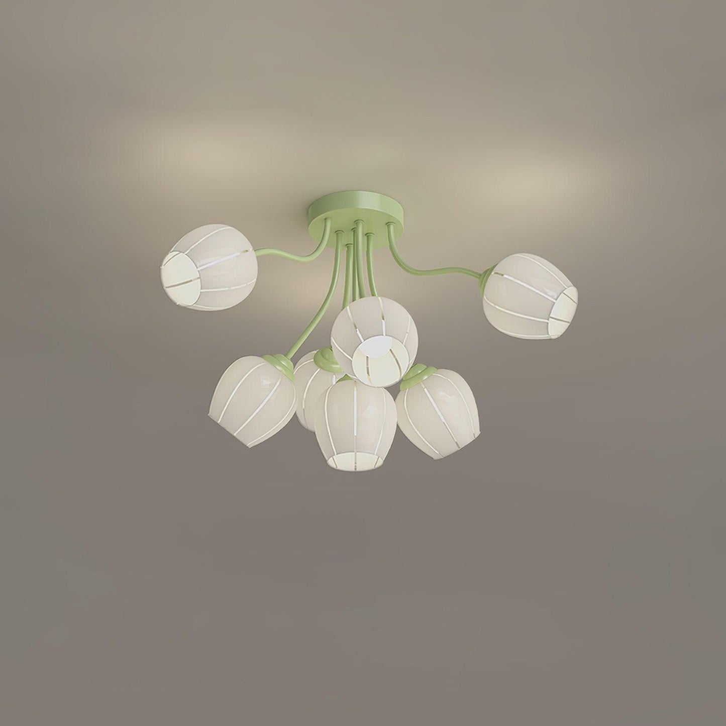 Garden Flower Ceiling Lamp Model B 7 heads ? 28.3″ x H 16.1″ / Dia 72cm x H 41cm / Green & White Ceiling lamp