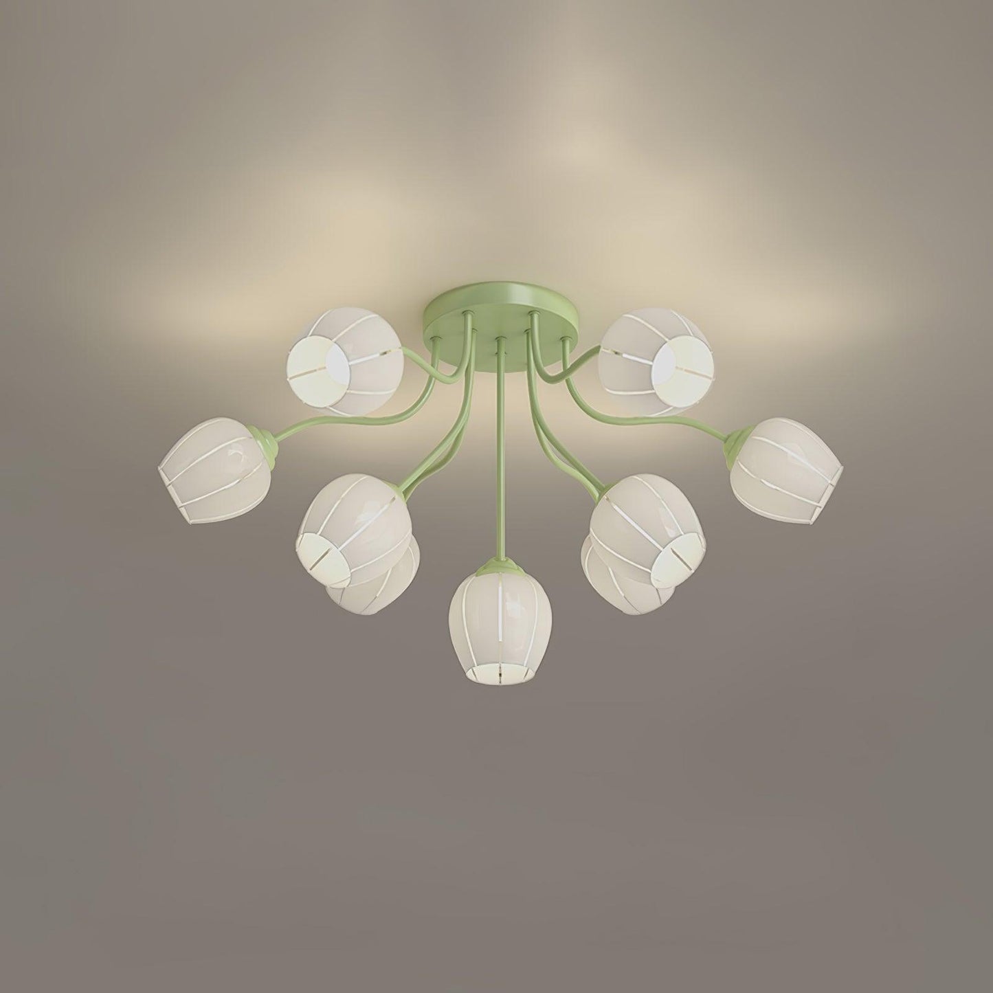 Garden Flower Ceiling Lamp Model B 10 heads ? 35.4″ x H 18.1″ / Dia 90cm x H 46cm / Green & White Ceiling lamp