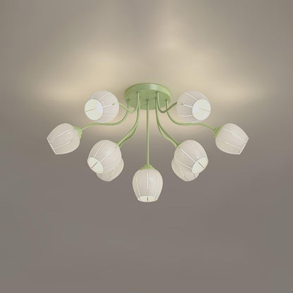 Garden Flower Ceiling Lamp Model B 10 heads ? 35.4″ x H 18.1″ / Dia 90cm x H 46cm / Green & White Ceiling lamp