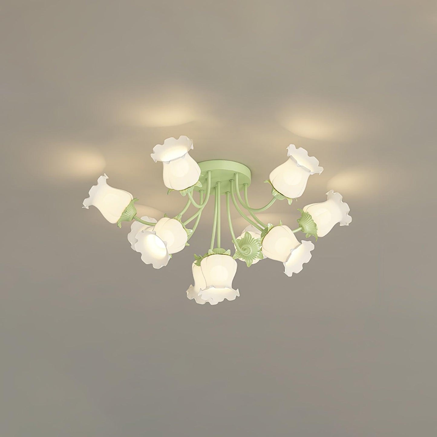 Garden Flower Ceiling Lamp Model A 10 heads ? 34.6″ x H 15.7″ / Dia 88cm x H 40cm / Green & White Ceiling lamp