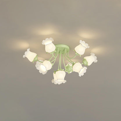 Garden Flower Ceiling Lamp Model A 10 heads ? 34.6″ x H 15.7″ / Dia 88cm x H 40cm / Green & White Ceiling lamp