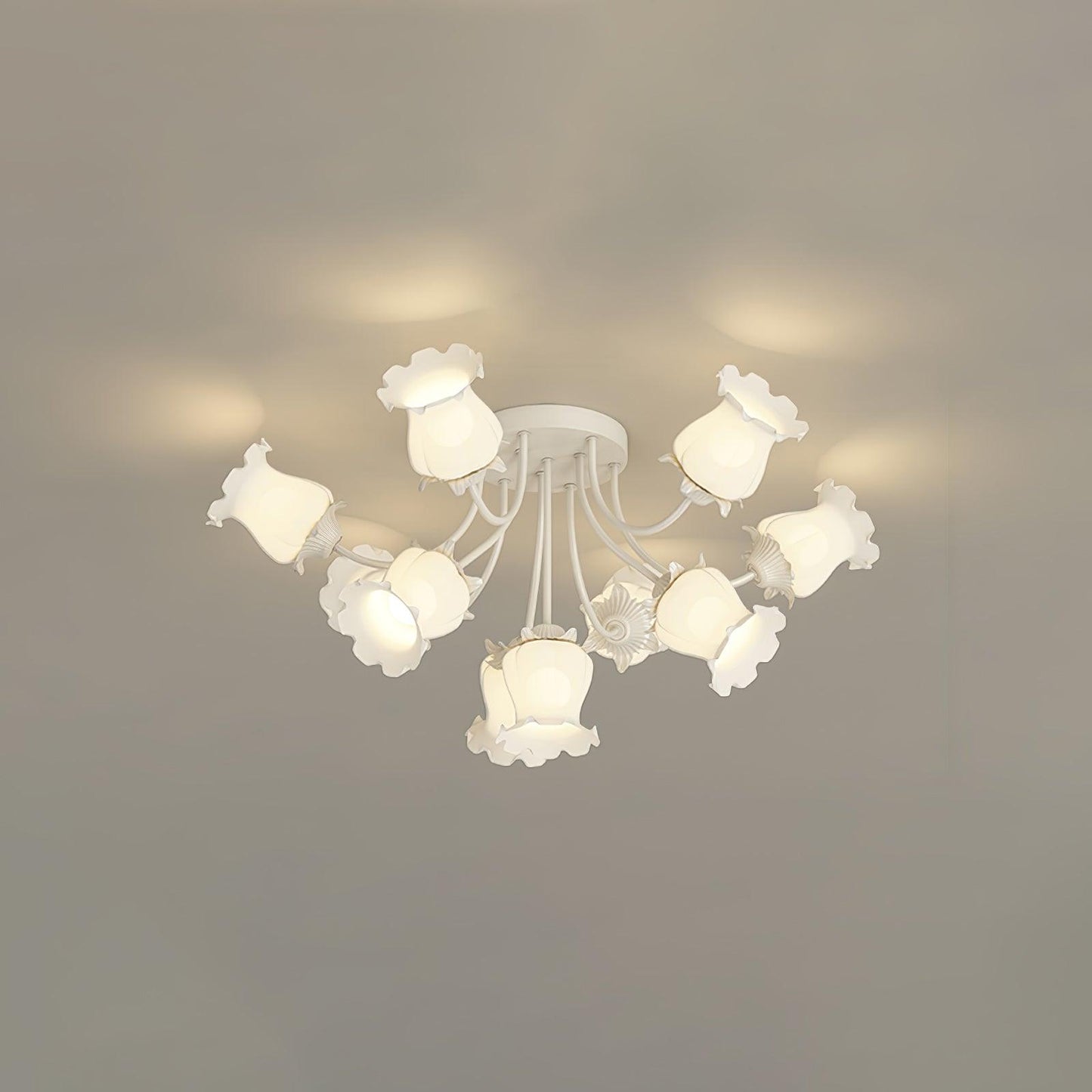 Garden Flower Ceiling Lamp Model A 10 heads ? 34.6″ x H 15.7″ / Dia 88cm x H 40cm / White & White Ceiling lamp