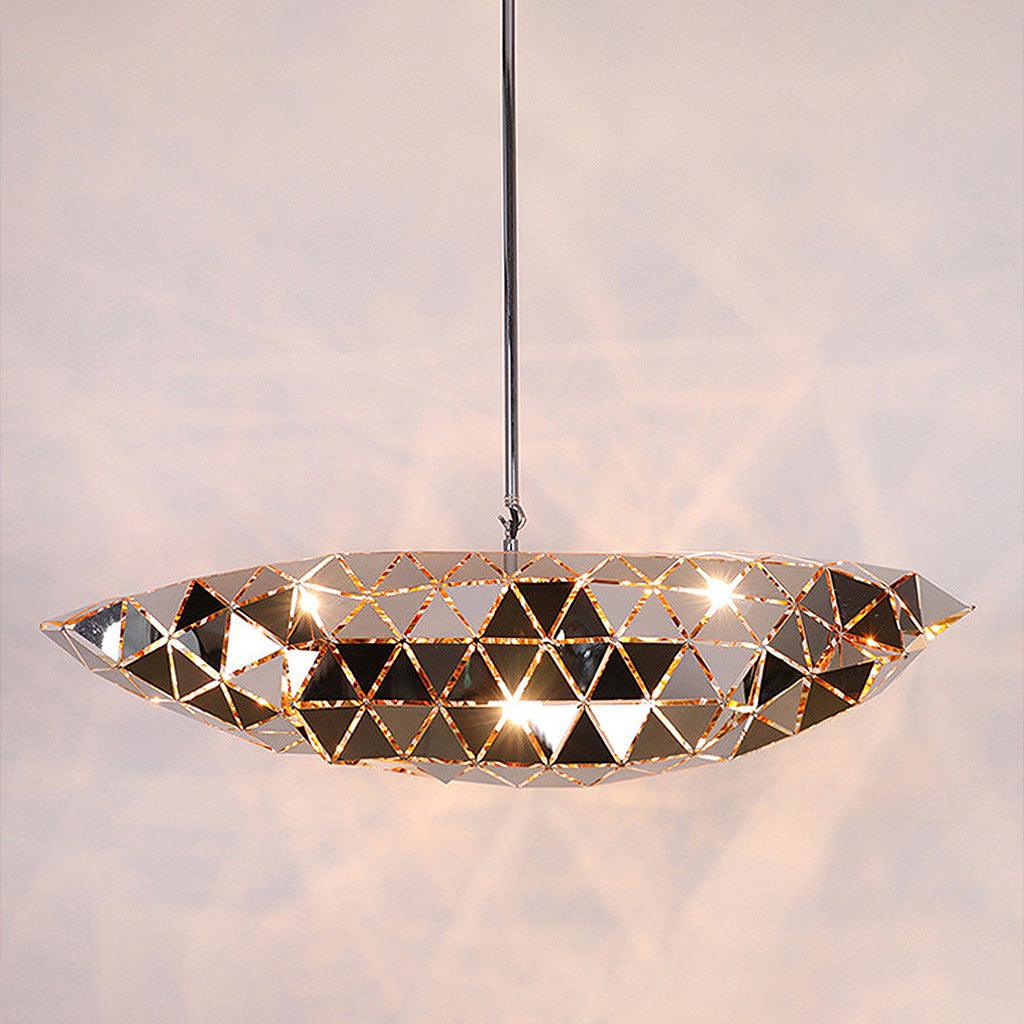 Geometric Panel Pendant Lamp Dia 80m x H 25cm / Dia 31.5″ x H 9.8″ / Chrome Pendant light