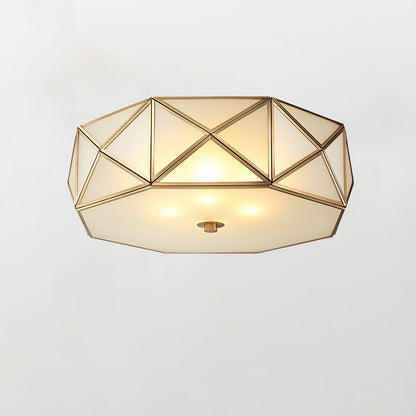Geometric Shaped Flush Ceiling Light Dia 17.7″ x H 4.7″ / Brass Ceiling lamp