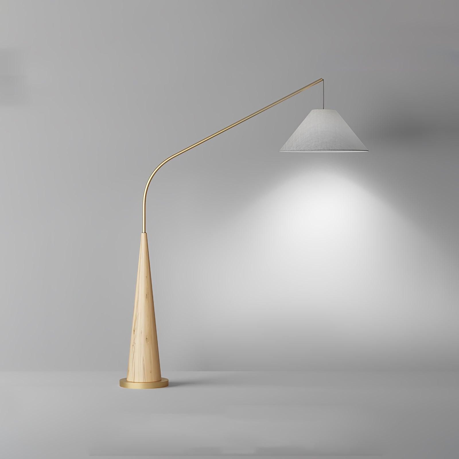 Gibson Arc Floor Lamp L 66.9″ x H 74.8″ / L 170cm x H 190cm / Wood color & Gold & White / US Plug Floor lamp