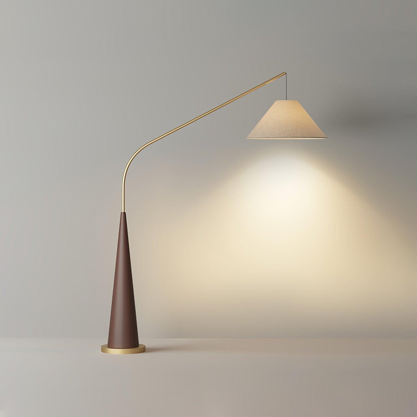 Gibson Arc Floor Lamp L 66.9″ x H 74.8″ / L 170cm x H 190cm / Walnut color & Gold & Beige / US Plug Floor lamp