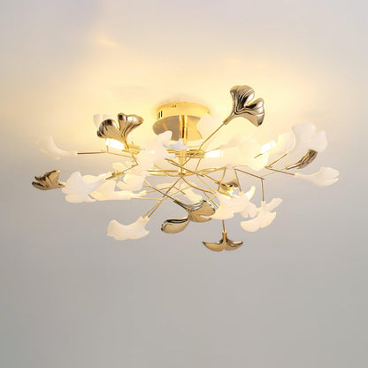Gingko Rotating Ceiling Lamp Model C Dia 23.6″ x H 11.8″ / Dia 60cm x H 30cm / Gold & White Ceiling lamp