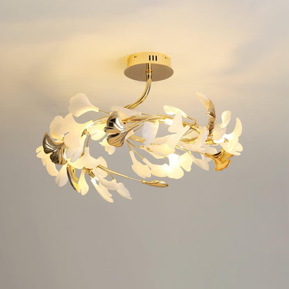 Gingko Rotating Ceiling Lamp Model B Dia 23.6″ x H 13.8″ / Dia 60cm x H 35cm / Gold & White Ceiling lamp