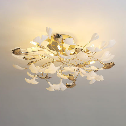 Gingko Rotating Ceiling Lamp Model D Dia 31.5″ x H 11.8″ / Dia 80cm x H 30cm / Gold & White Ceiling lamp