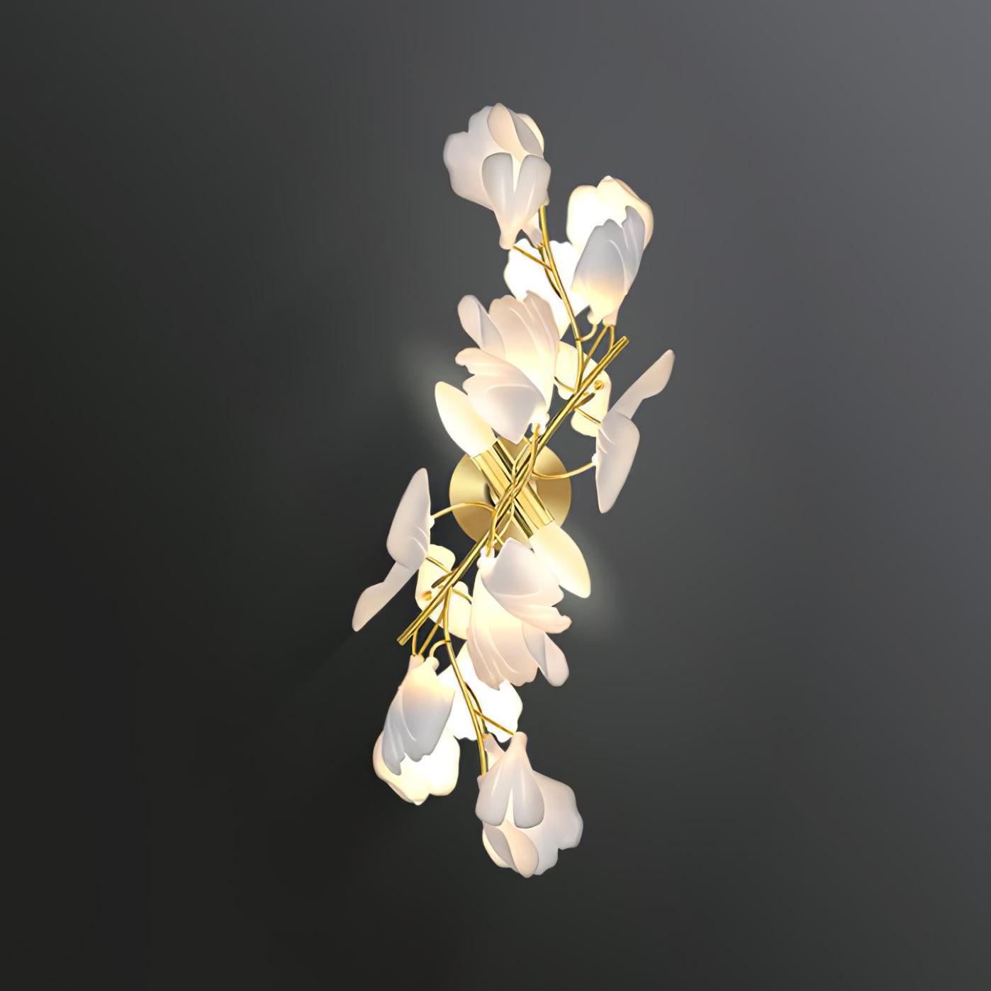 Gingko Flowers Wall Lamp Dia 11.8″ x H 23.6″ / Dia 30cm x H 60cm / Gold & White Wall lamp