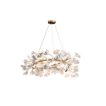 Gingko Chandelier U Dia 31.5″ x H 11.8″ / Dia 80cm x H 30cm / White + gold Chandelier