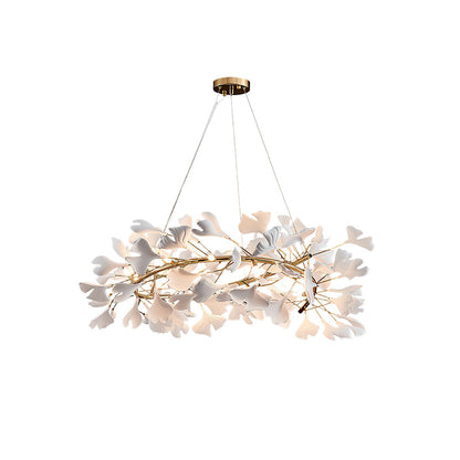 Gingko Chandelier U Dia 39.3″ x H 11.8″ The large size is only suitable for large rooms / White + gold Chandelier