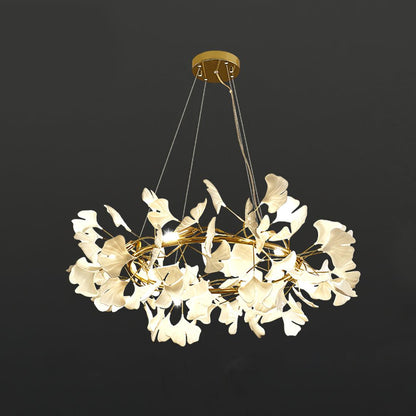 Gingko Chandelier O ? 23.6″ x H 11.8″ / Dia 60cm x H 30cm / Gold + White Chandelier