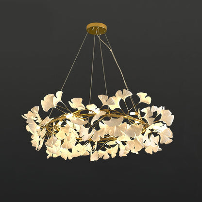 Gingko Chandelier O ? 31.5″ x H 11.8″ / Dia 80cm x H 30cm / Gold + White Chandelier