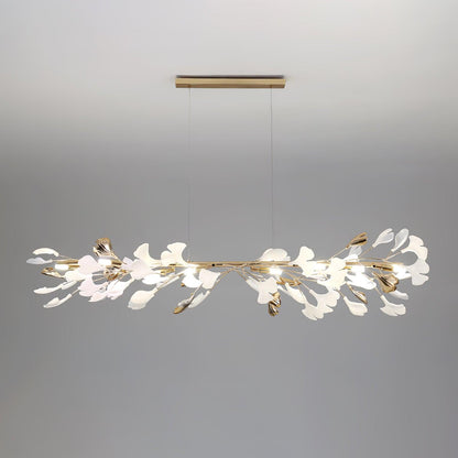 Gingko Chandelier T Model C L 120cm x W 35cm x H 35cm / L 47.2″ x W 13.8″ x H 13.8″ (G9*8) Gold & White Chandelier
