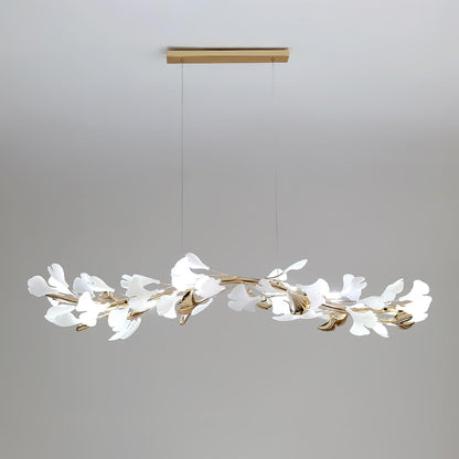Gingko Chandelier T Model D L 120cm x W 20cm x H 20cm / L 47.2″ x W 7.9″ x H 7.9″ (G9*8) Gold & White Chandelier