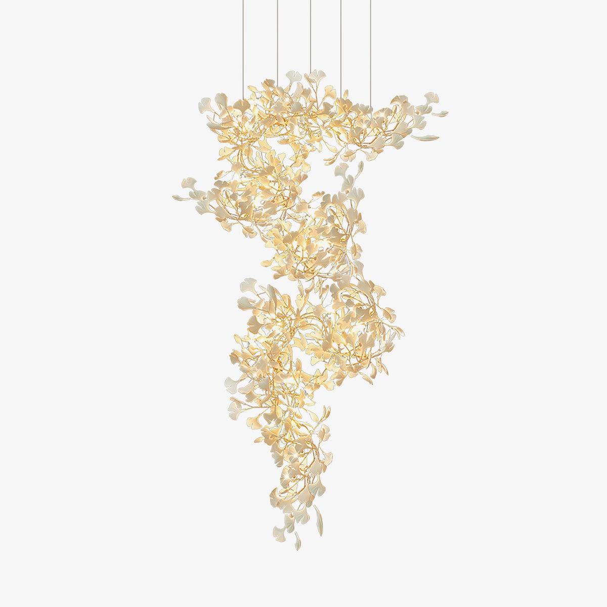 Gingko Chandelier F ? 31.4″ x H 59″ /?Dia 80cm x H 150cm / Gold + White Chandelier