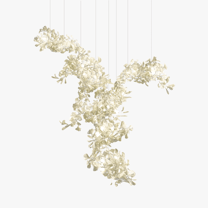 Gingko Combination Chandelier L 59.1″ x H 25.6″ / L 350cm x H 300cm / Gold & White Chandelier